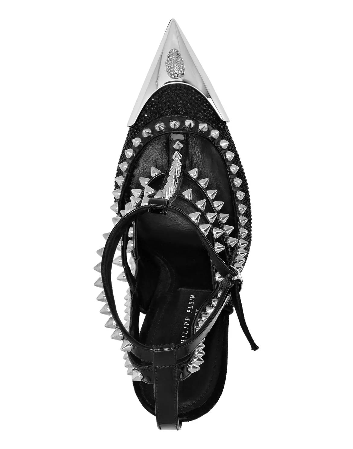 Leather Strass Sandals High Heels Studs, цвет: Черный