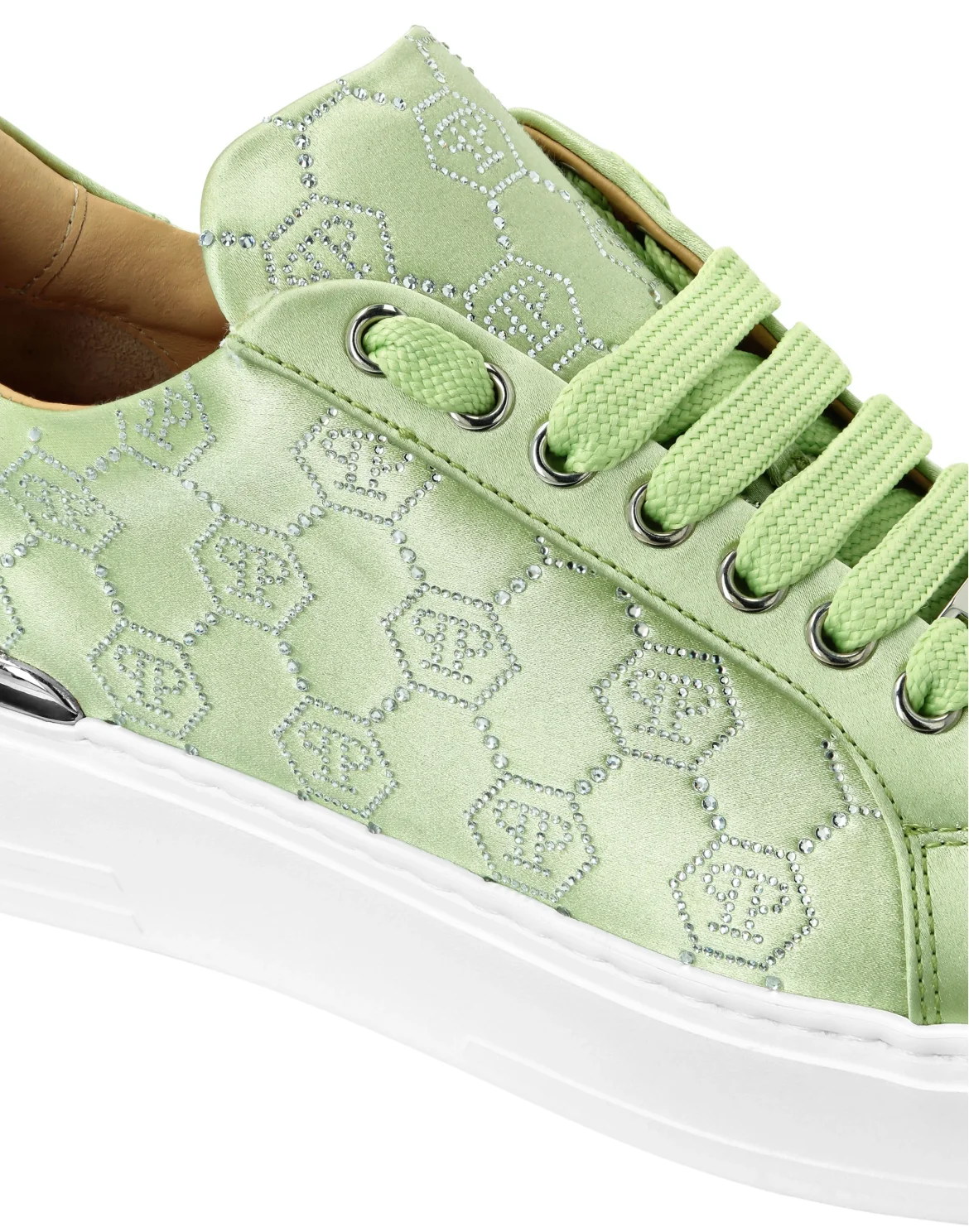 Satin Lo Top Sneakers Monogram Strass, цвет: Зеленый
