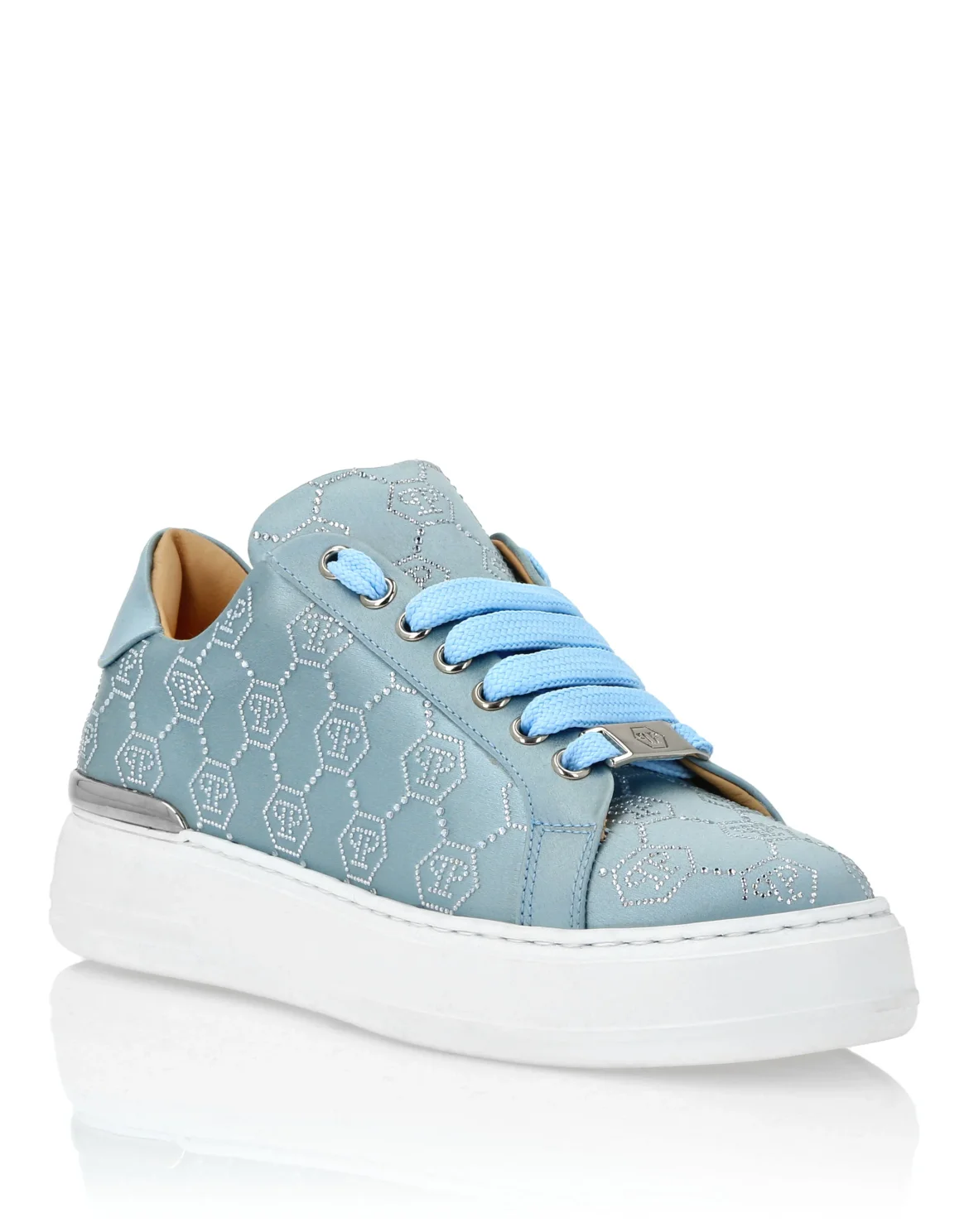 Satin Lo Top Sneakers Monogram Strass, цвет: Голубой