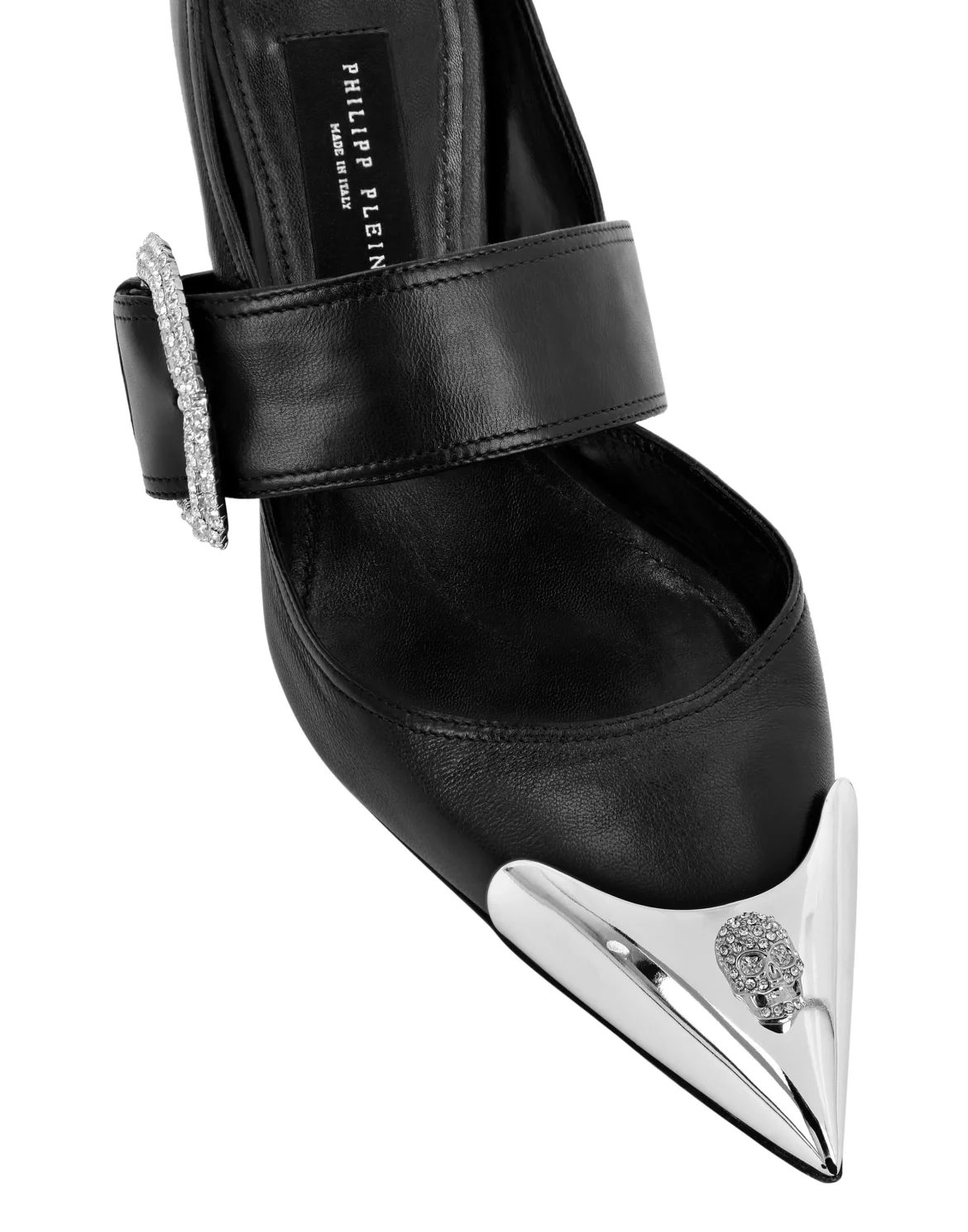 Nappa Leather Mule Low Heels Skull, цвет: Черный
