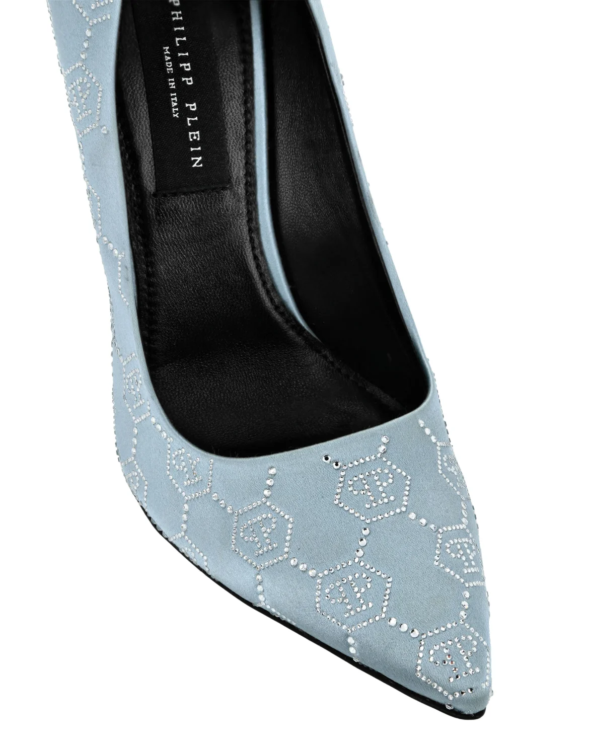Satin Decollete Hi-Heels Monogram Strass, цвет: Голубой