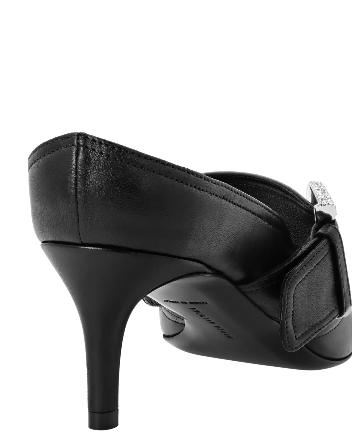 Leather Mule Low Heels Skull strass, цвет: Черный