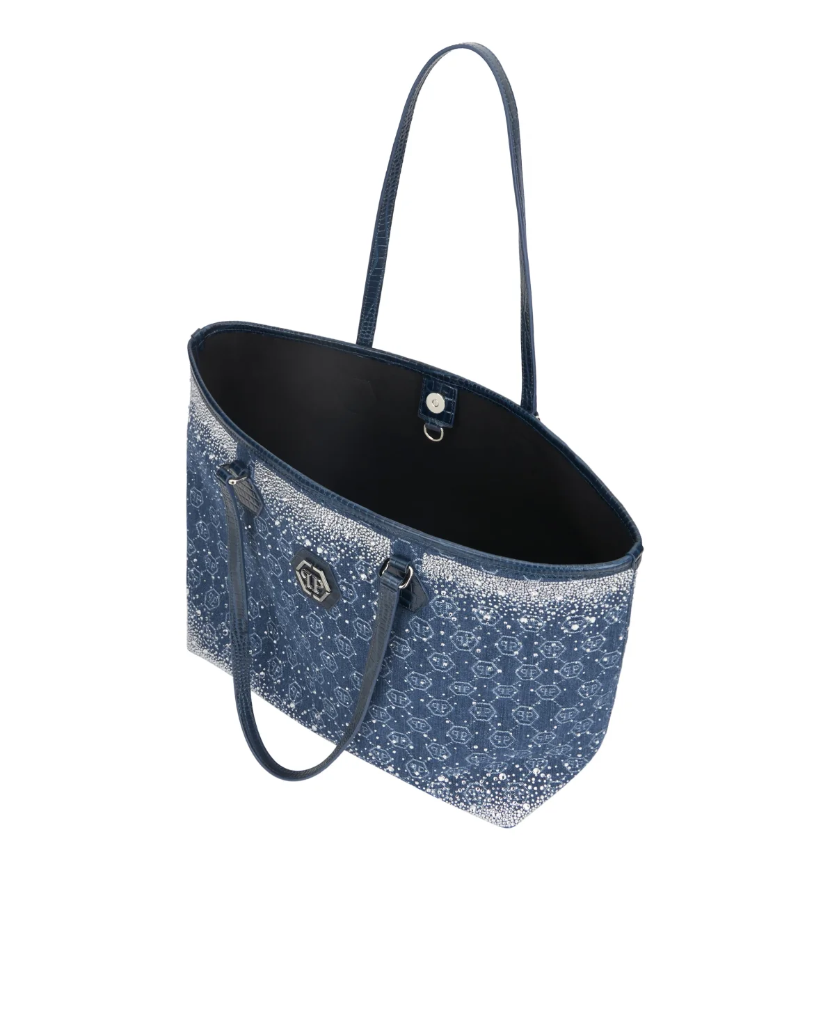 Denim Shopper Bag Monogram Strass, цвет: Голубой