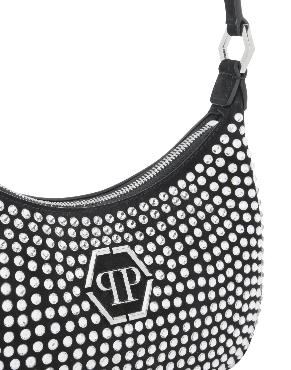 Suede Shoulder Bag All-Over Strass, цвет: Черный