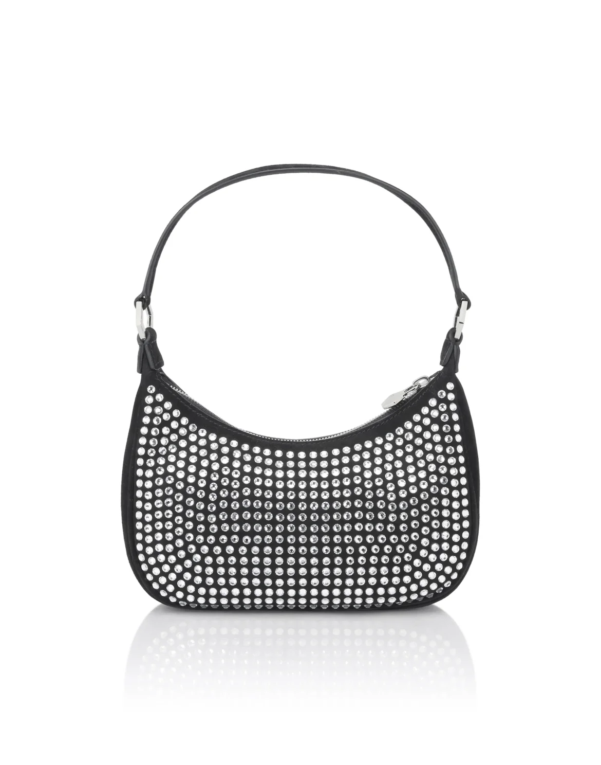 Suede Shoulder Bag All-Over Strass, цвет: Черный