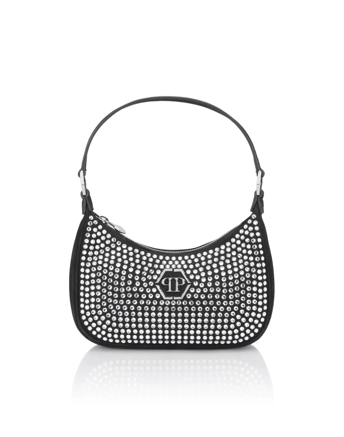 Suede Shoulder Bag All-Over Strass, цвет: Черный
