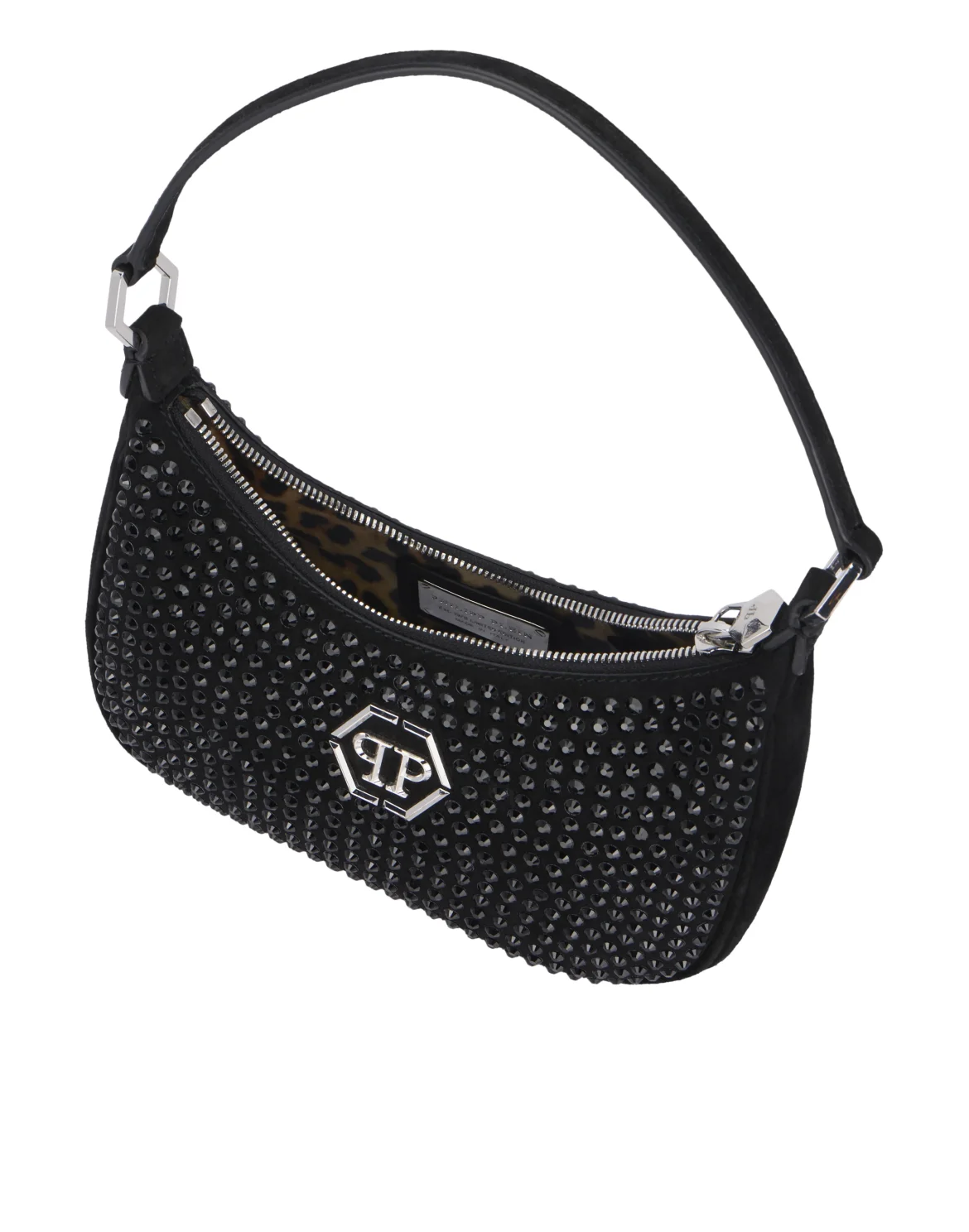 Suede Shoulder Bag All-Over Strass, цвет: Черный