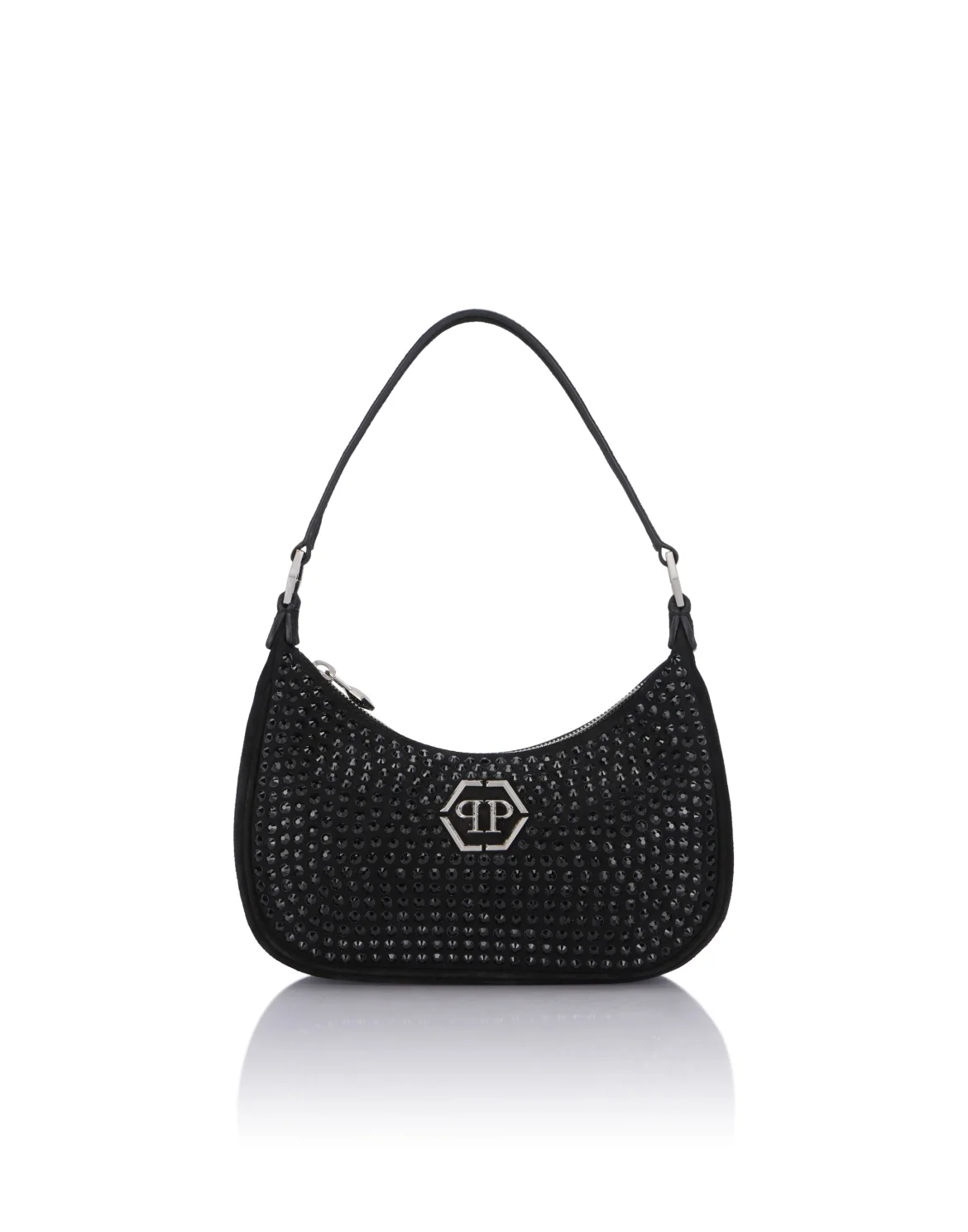 Suede Shoulder Bag All-Over Strass, цвет: Черный