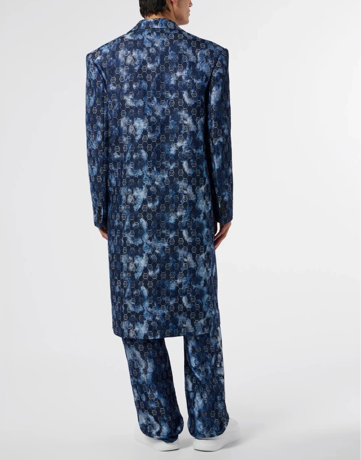 Jacquard Denim Coat Monogram, цвет: Синий