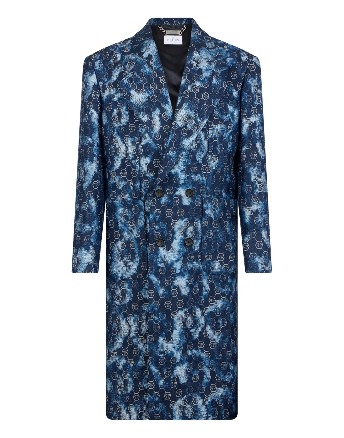 Jacquard Denim Coat Monogram, цвет: Синий