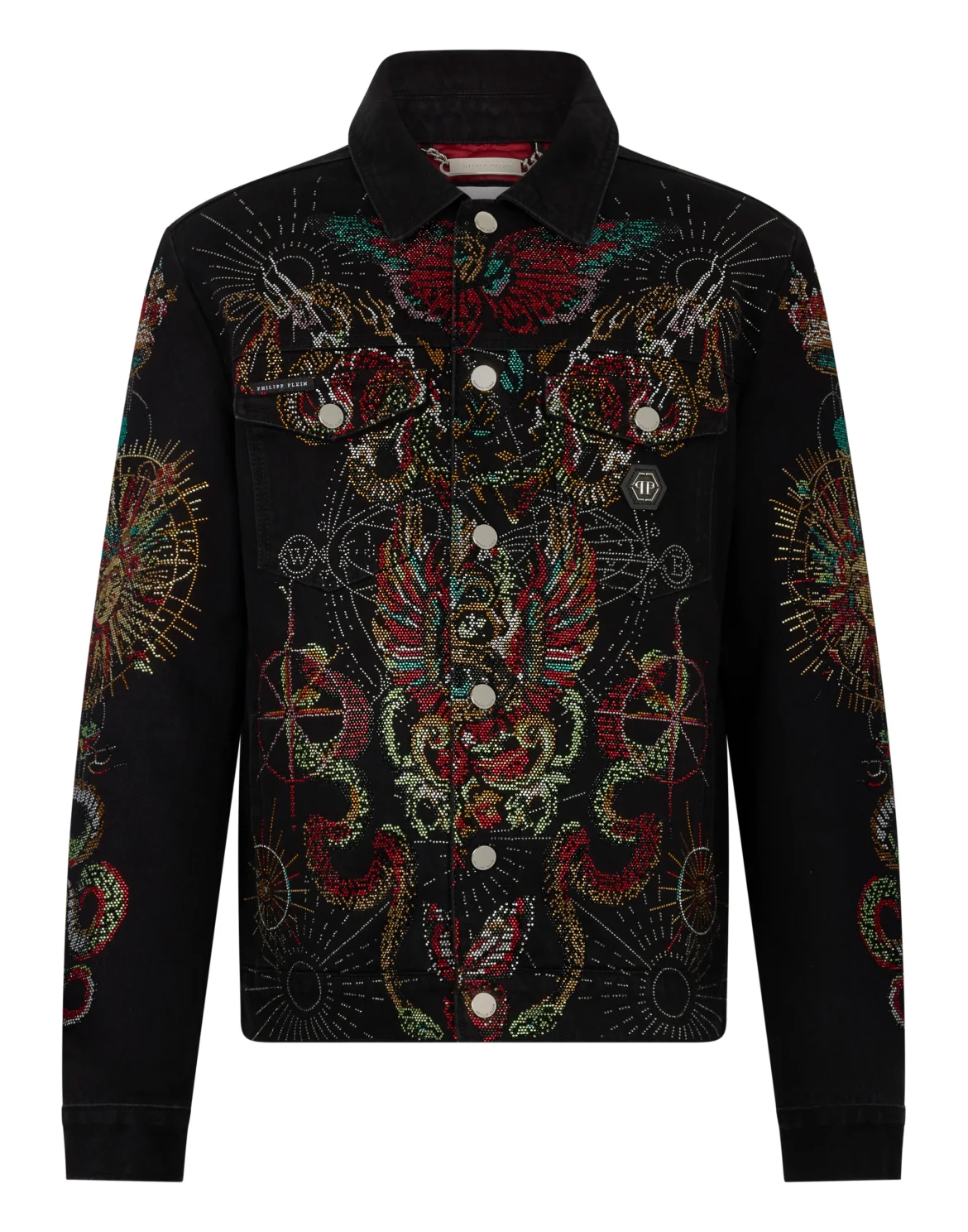 Denim Trucker Jacket Tattoo Strass, цвет: Черный