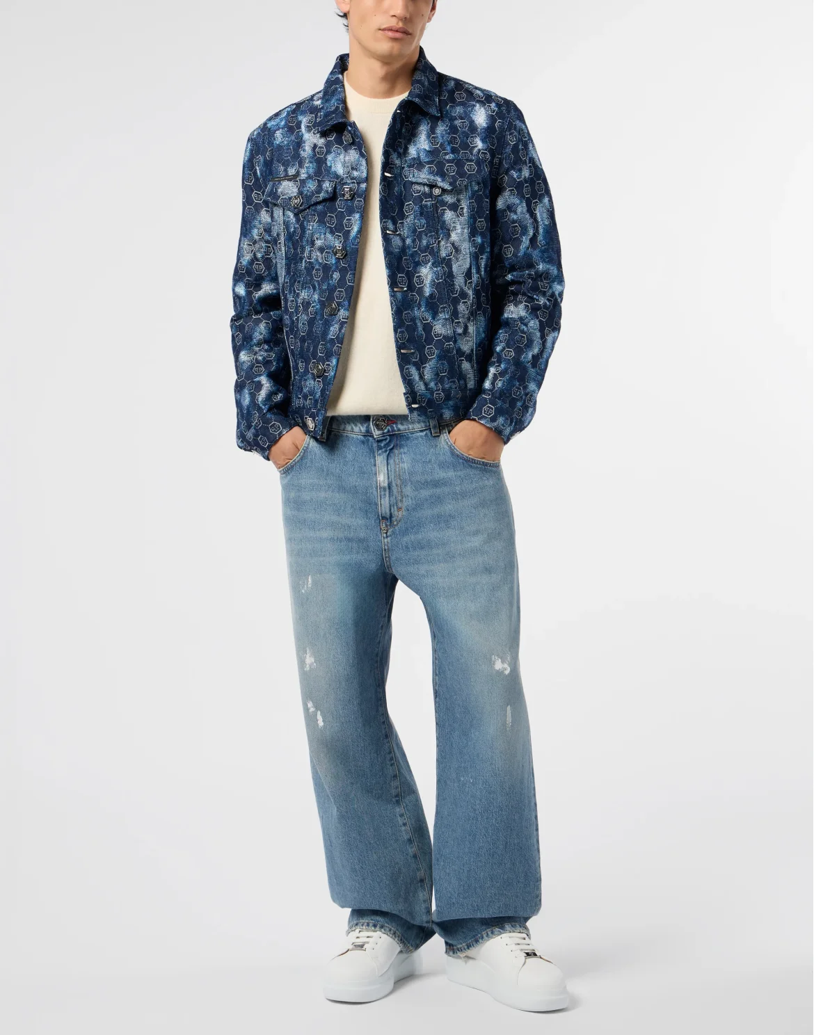 Denim Trucker Jacket Jacquard Monogram, цвет: Синий
