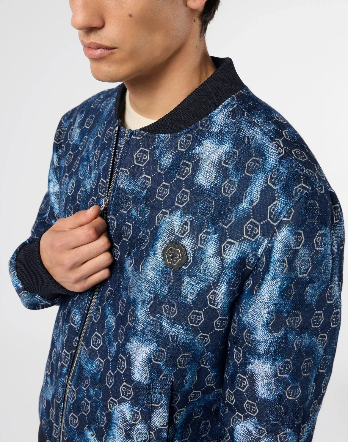 Jacquard Denim Bomber Monogram, цвет: Синий
