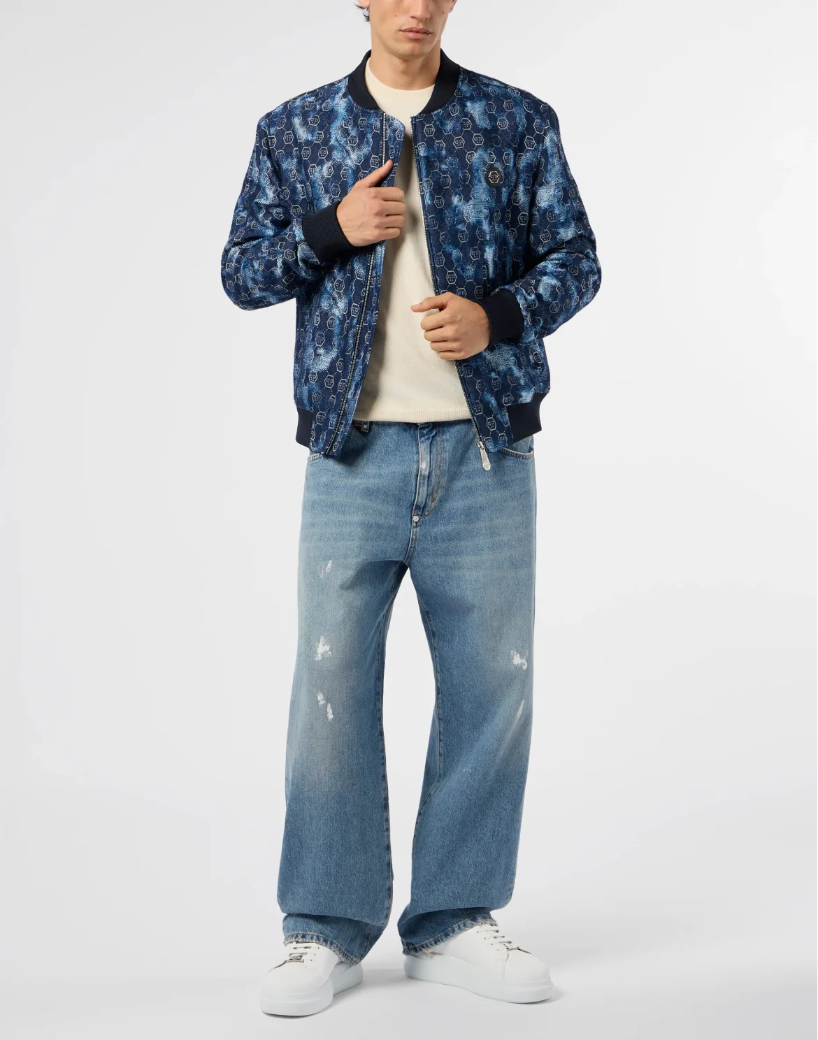Jacquard Denim Bomber Monogram, цвет: Синий