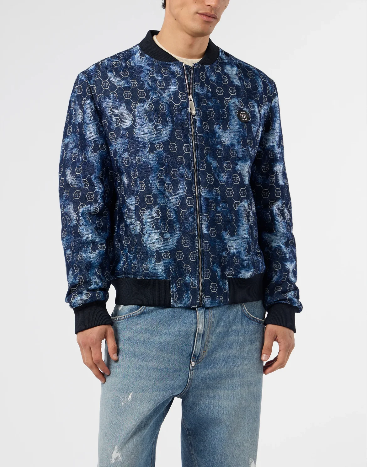 Jacquard Denim Bomber Monogram, цвет: Синий