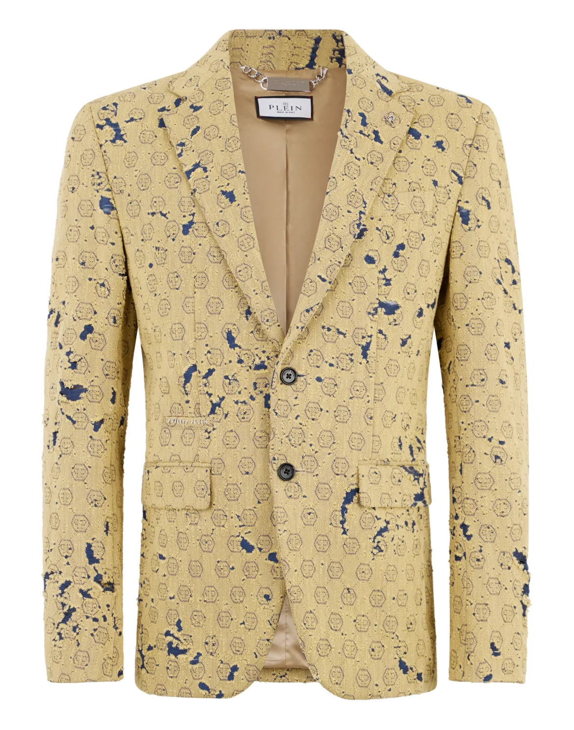 Destroyed Denim Jacquard Blazer Monogram, цвет: Бежевый