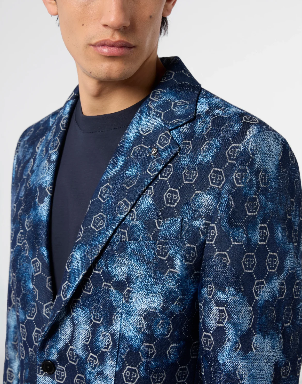 Jacquard Denim Blazer Monogram, цвет: Синий