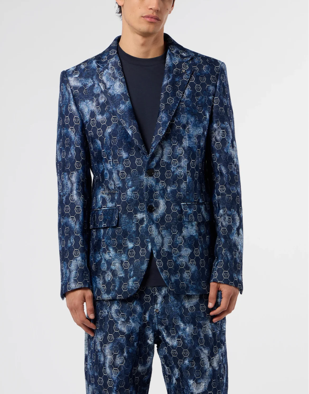 Jacquard Denim Blazer Monogram, цвет: Синий