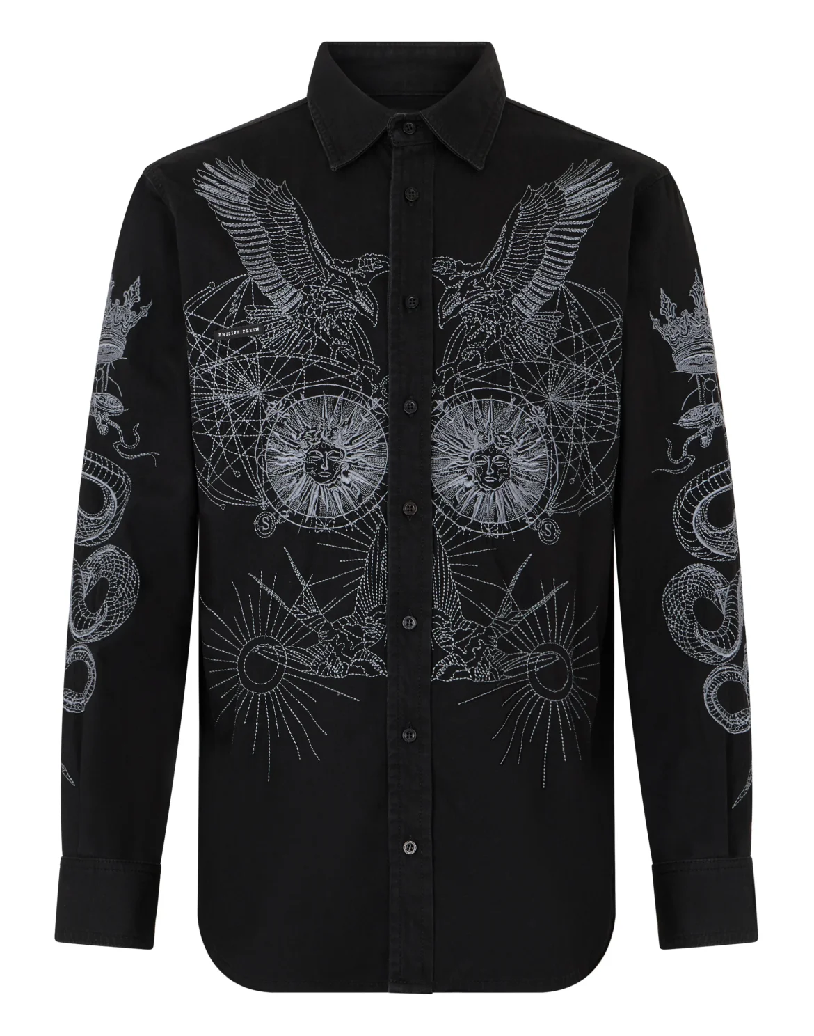 Embroidered Denim Shirt Tattoo, цвет: Черный