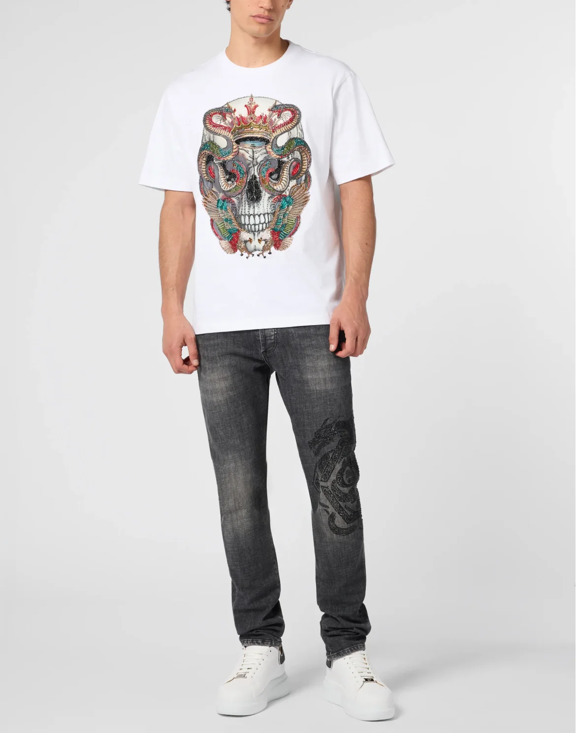 Super Straight Cut Denim Trousers Dragons, цвет: Серый