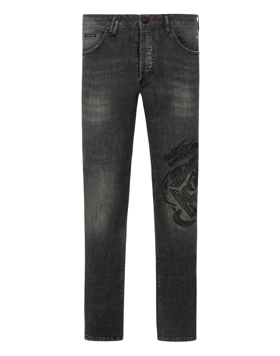 Super Straight Cut Denim Trousers Dragons, цвет: Серый