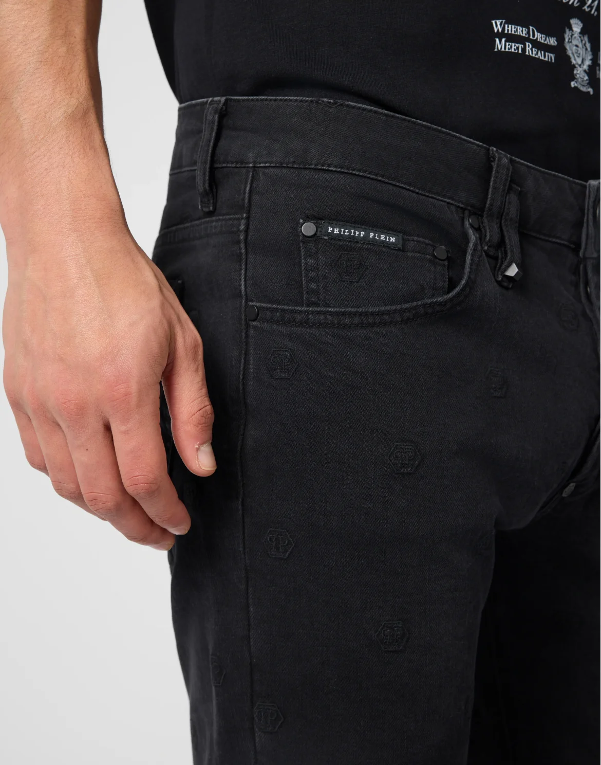 Embroidered Super Straight Cut Jeans Monogram, цвет: Серый