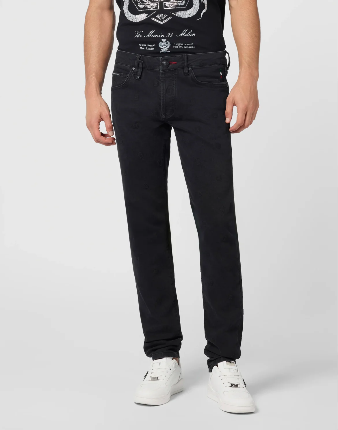 Embroidered Super Straight Cut Jeans Monogram, цвет: Серый