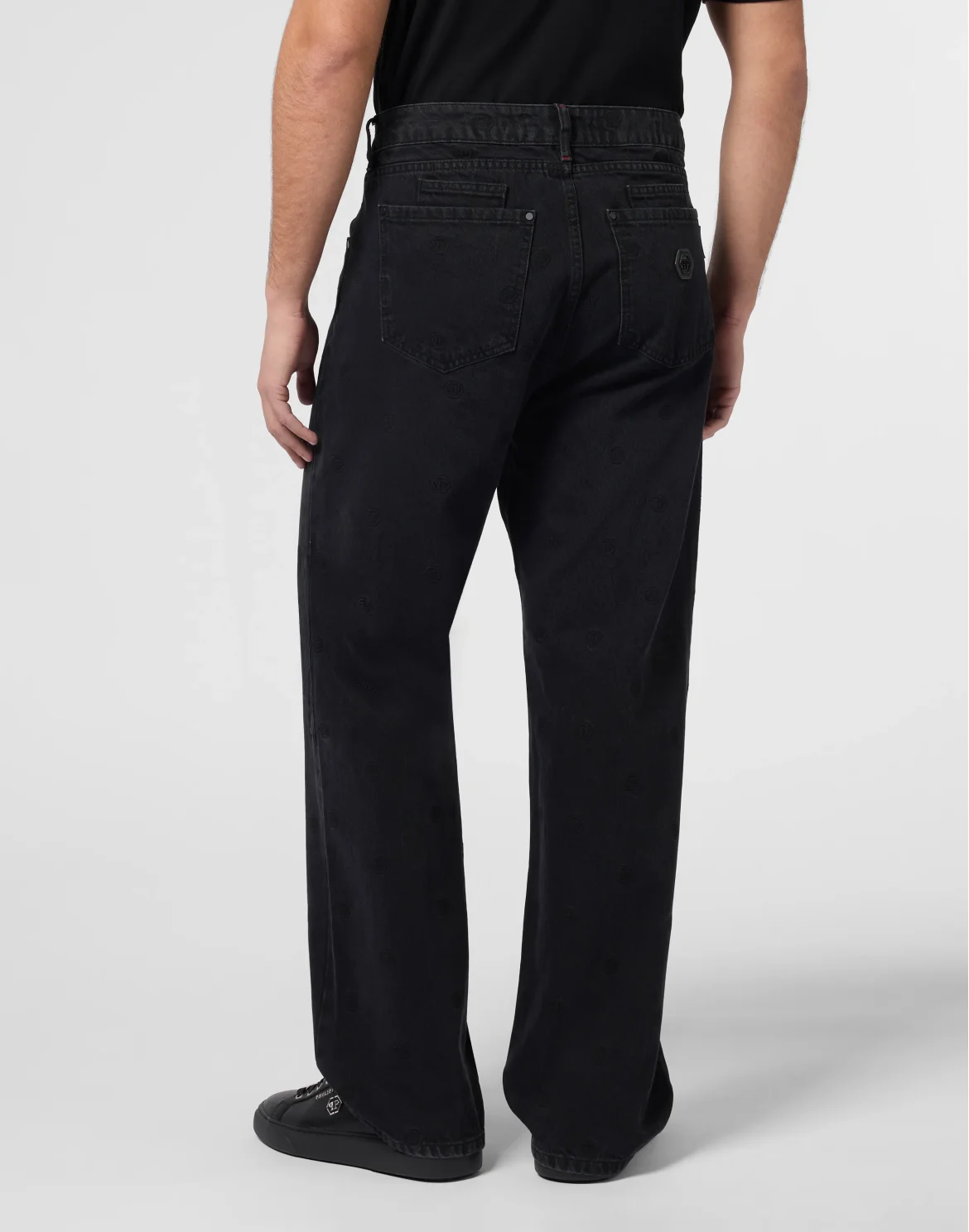 Embroidered Beach Boy Fit Jeans Monogram, цвет: Серый