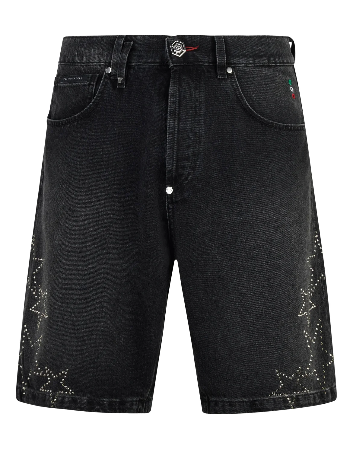 Denim Shorts Stars Strass, цвет: Черный