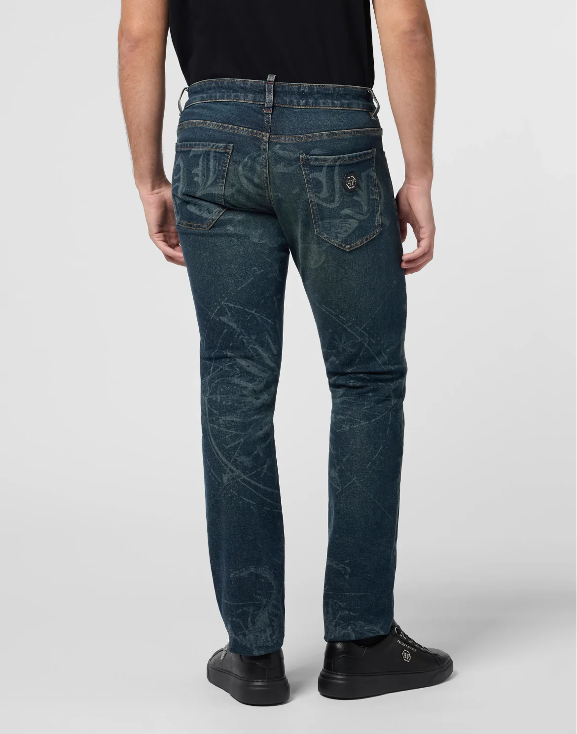 Printed Super Straight Cut Jeans Tattoo, цвет: Синий