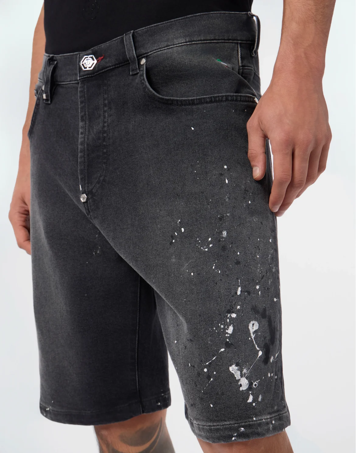 Denim Shorts Paint, цвет: Черный
