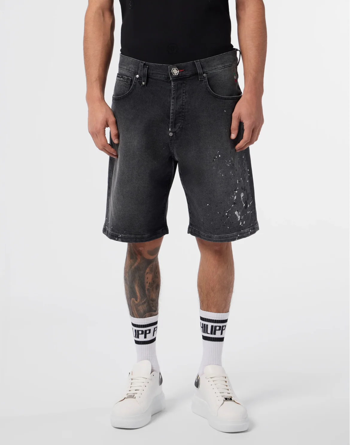 Denim Shorts Paint, цвет: Черный