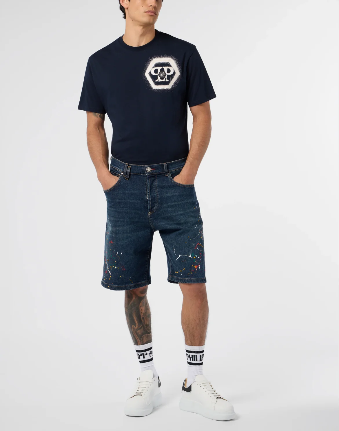 Denim Shorts Paint, цвет: Синий
