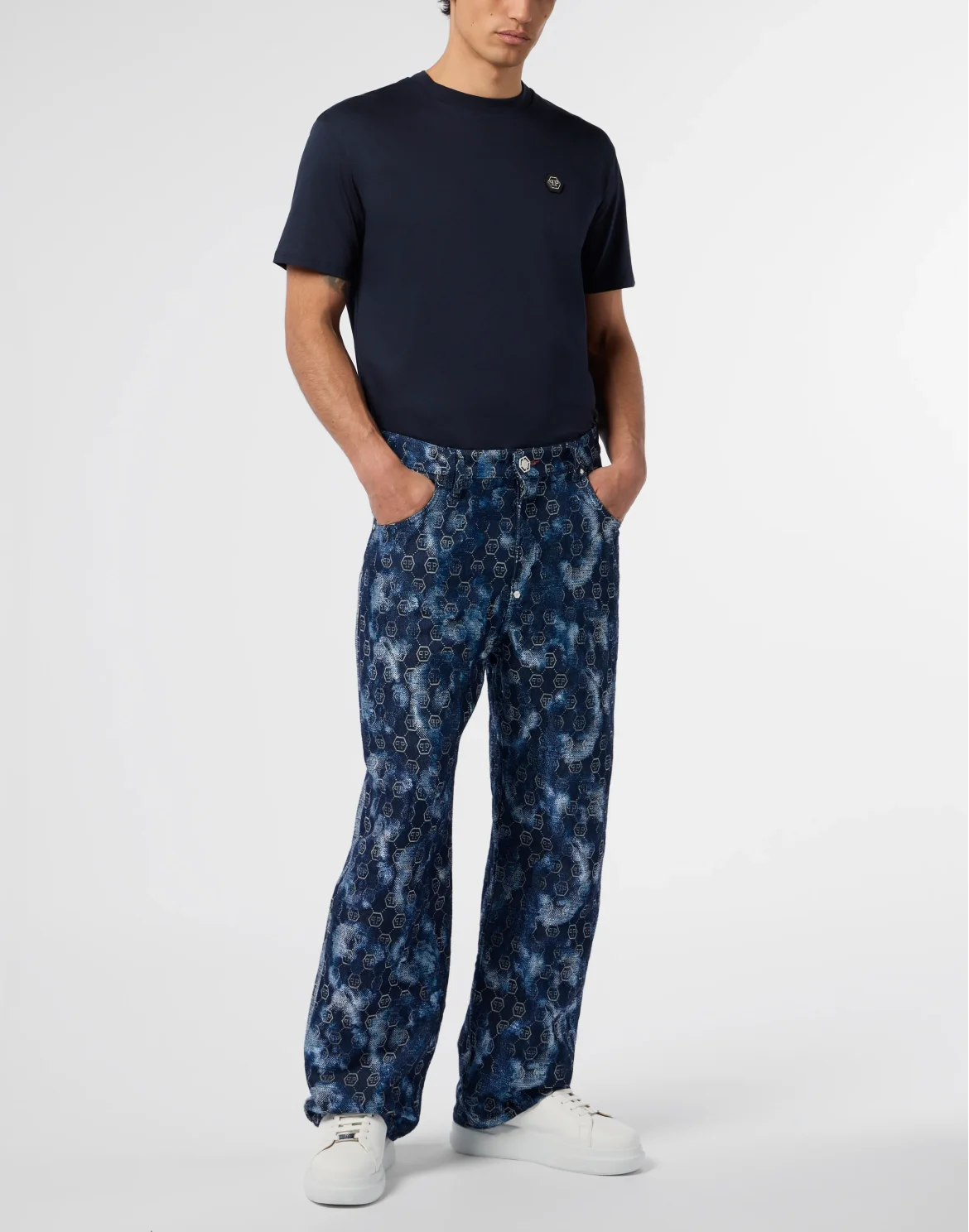 Beach Boy Fit Jeans Jacquard Monogram, цвет: Синий