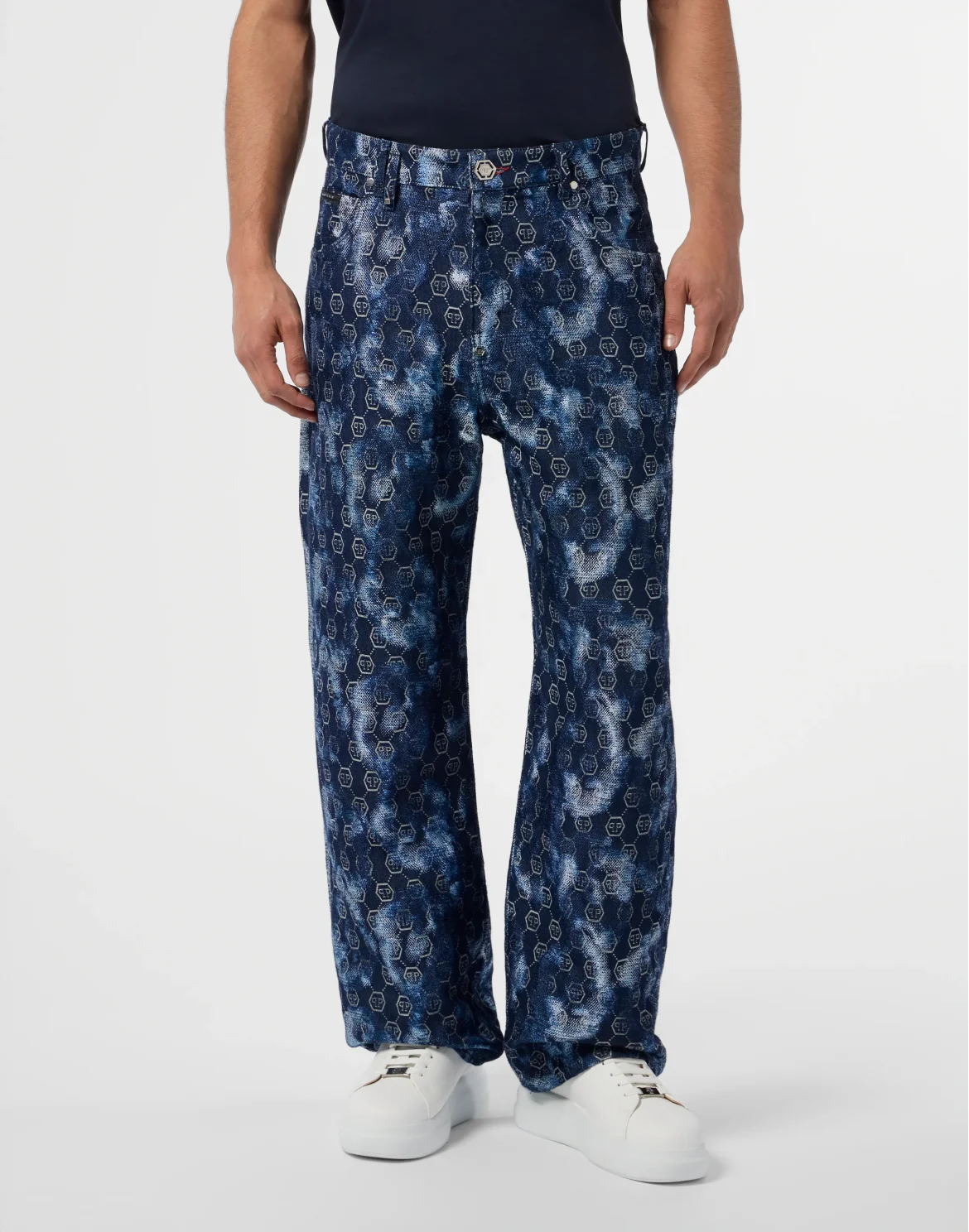 Beach Boy Fit Jeans Jacquard Monogram, цвет: Синий