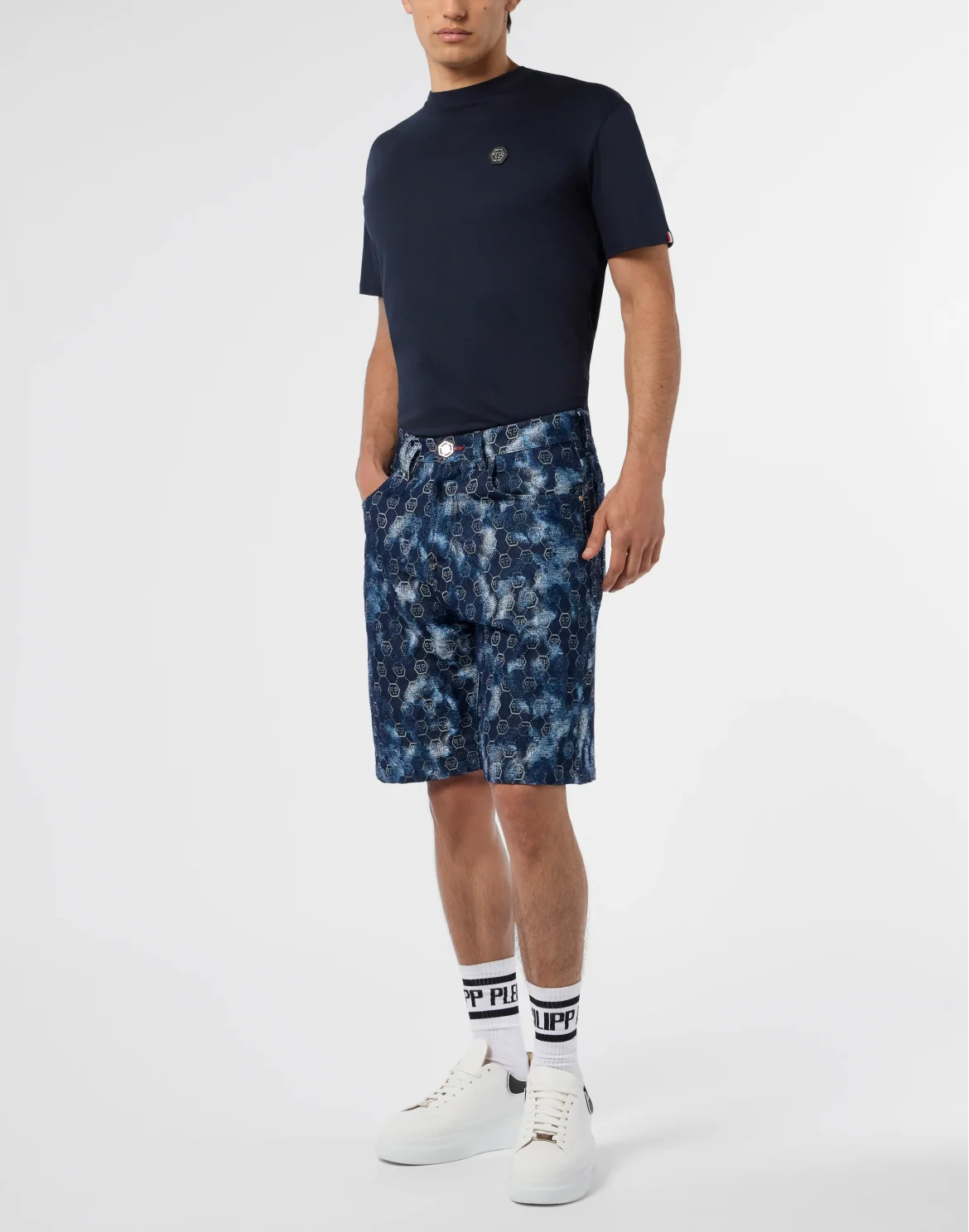Denim Shorts Jacquard Monogram, цвет: Синий