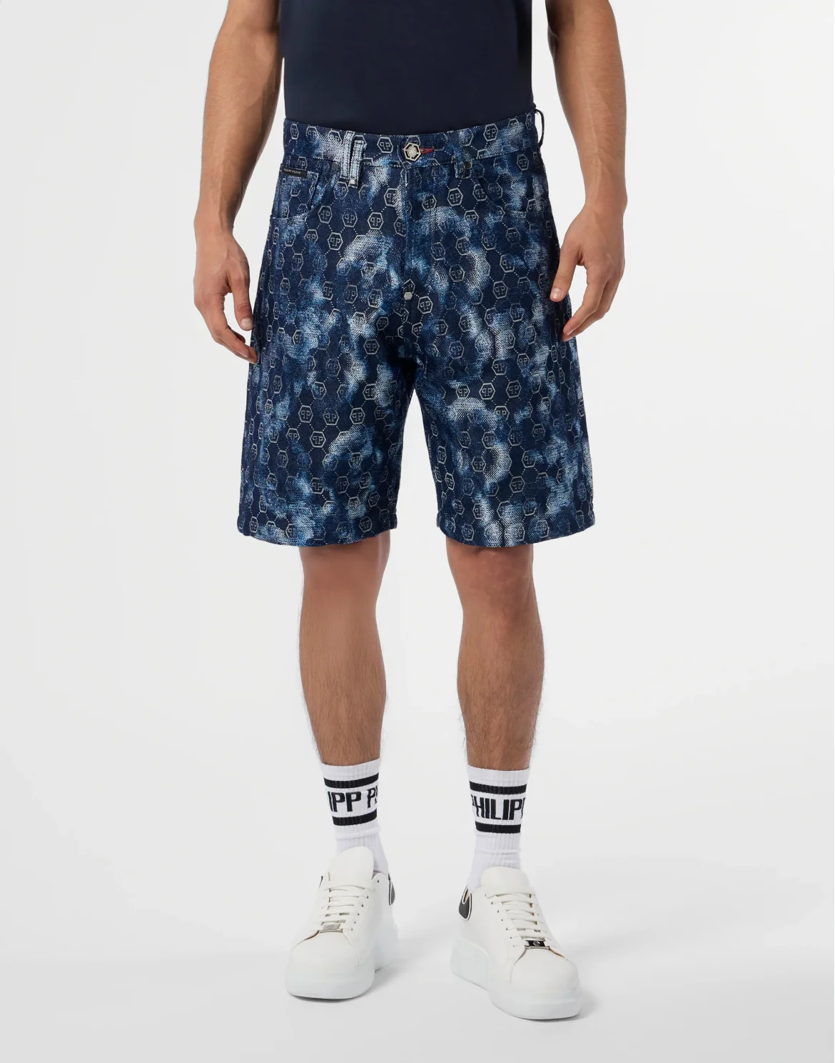 Denim Shorts Jacquard Monogram, цвет: Синий