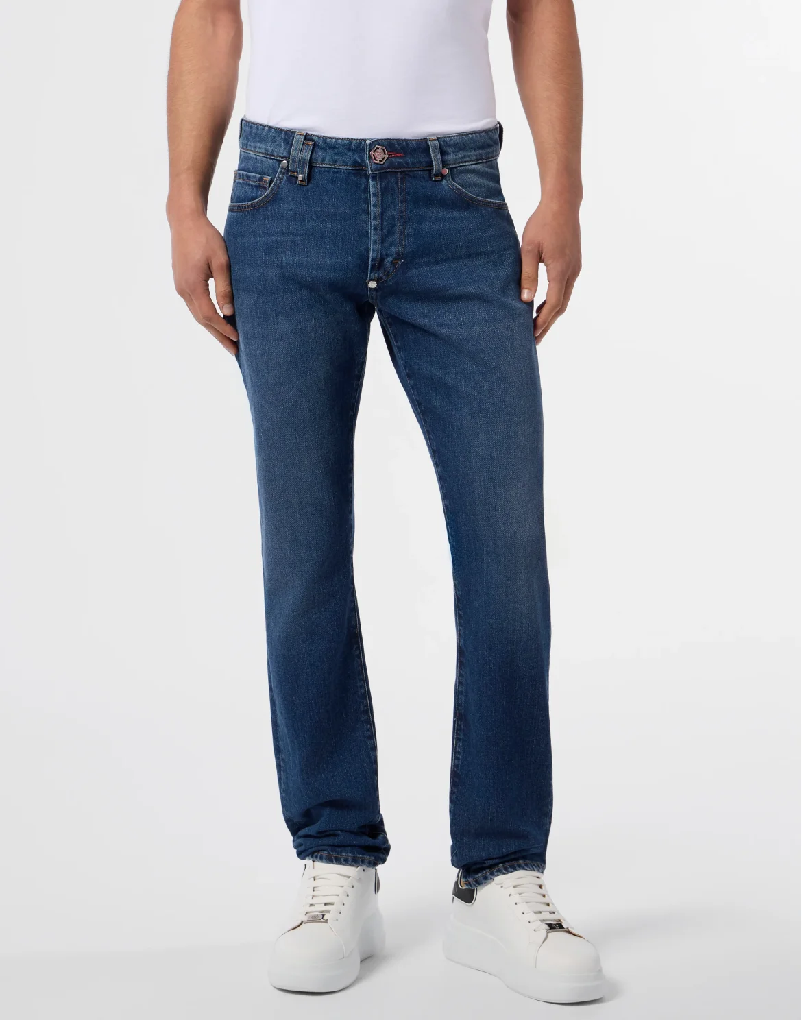 Basic Straight Cut Jeans, цвет: Синий