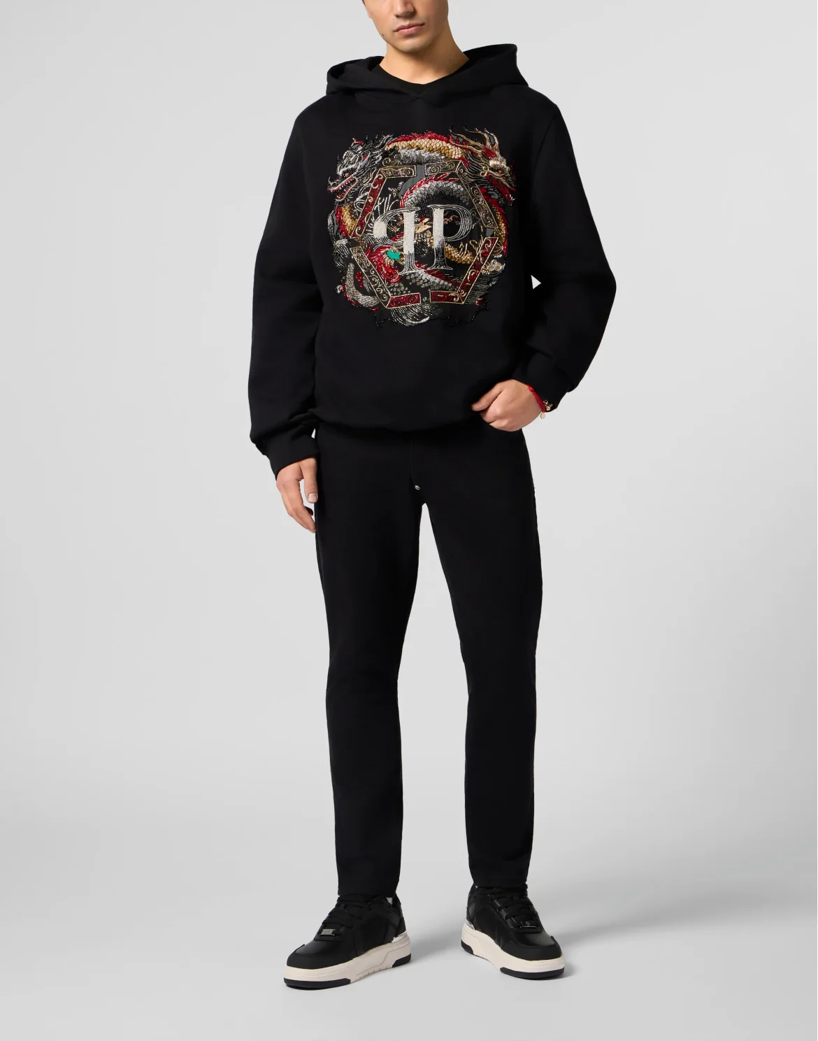Fleece Hoodie Sweatshirt Dragon, цвет: Черный