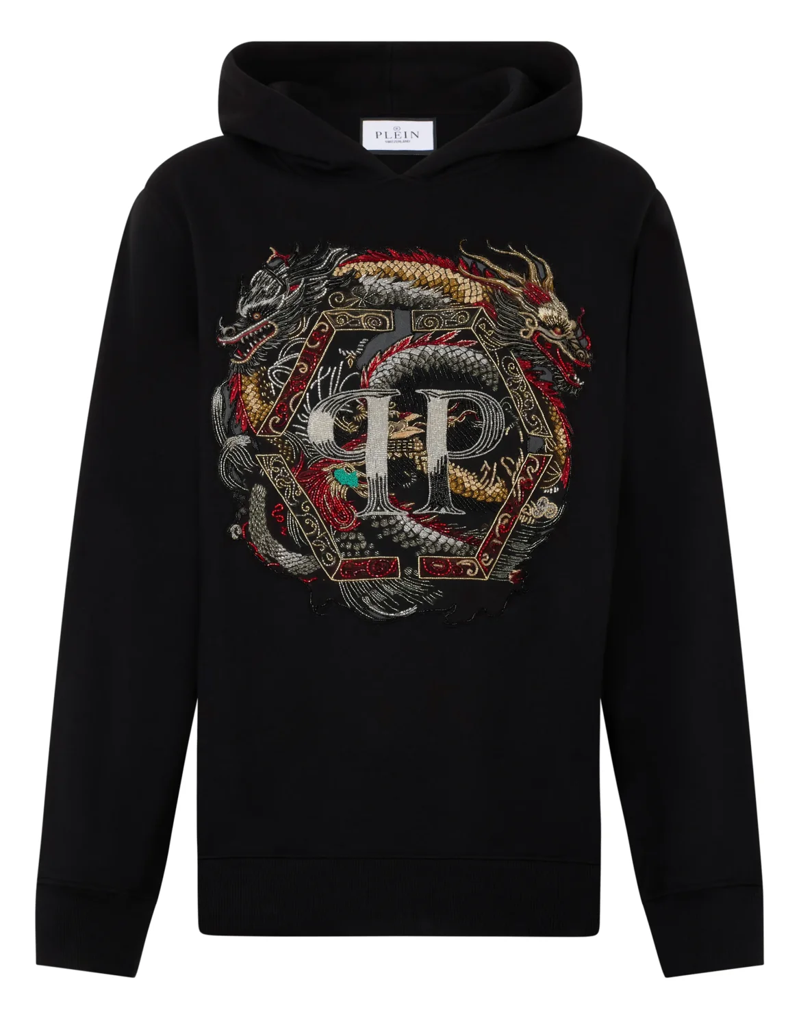 Fleece Hoodie Sweatshirt Dragon, цвет: Черный