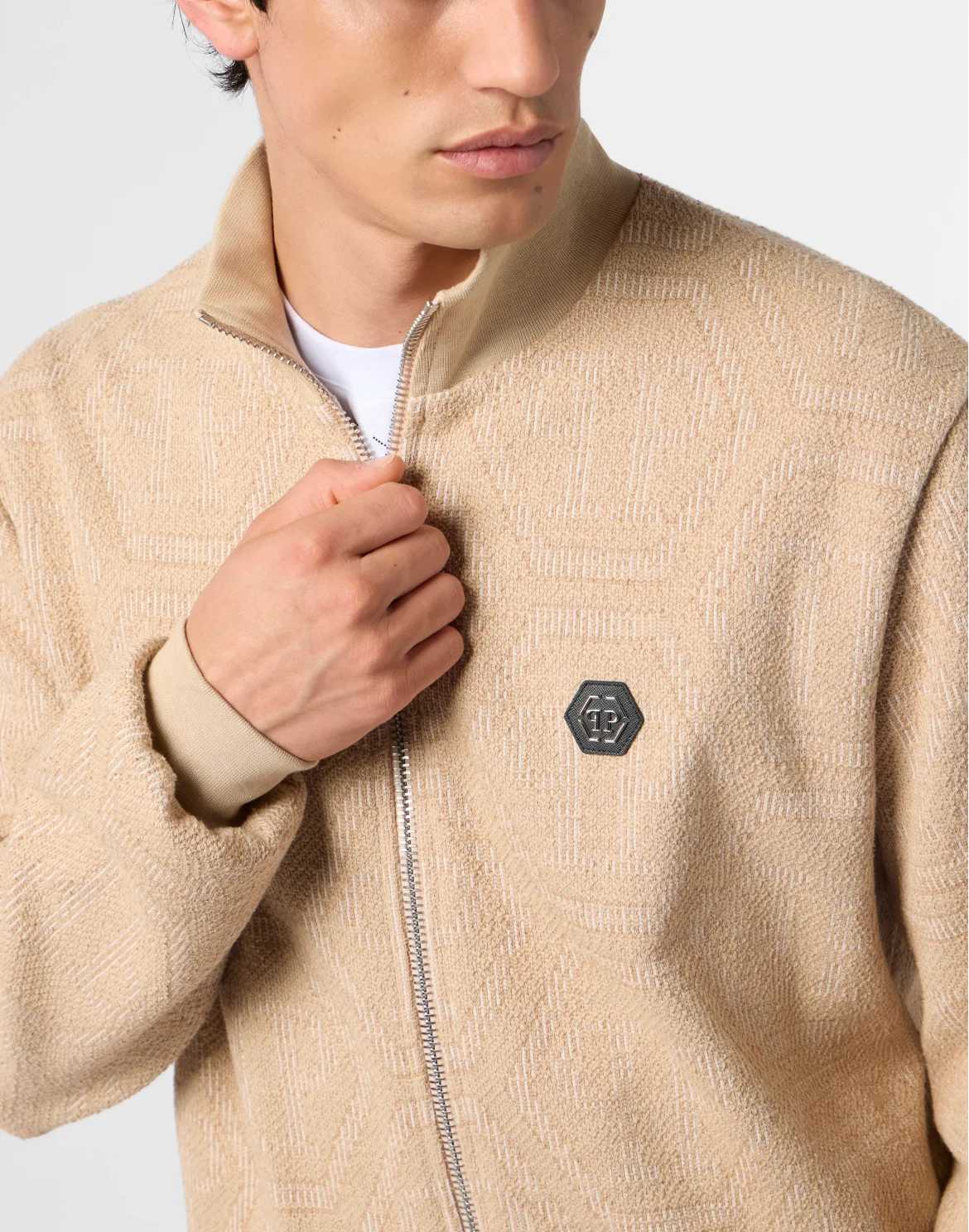 Jacquard Tracksuit Jacket Monogram, цвет: Бежевый