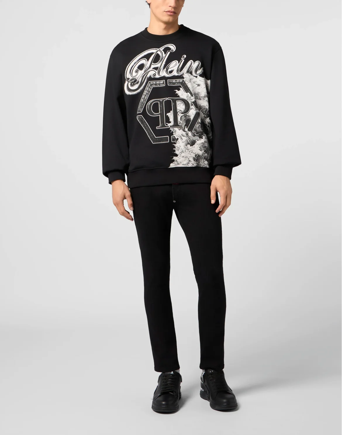 Round Neck Sweatshirt Ceramic Signature, цвет: Черный