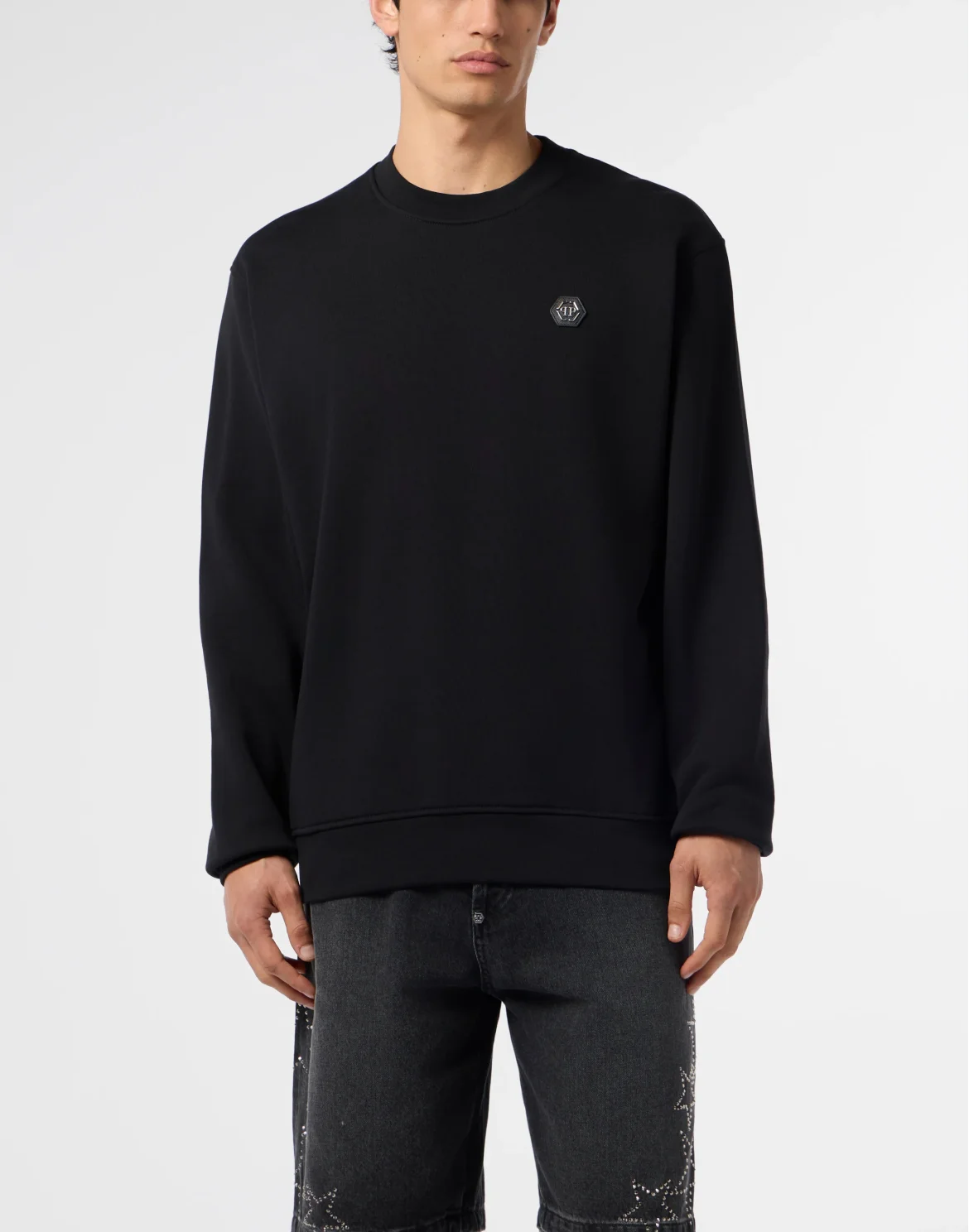 Round Neck Sweatshirt Basic, цвет: Черный