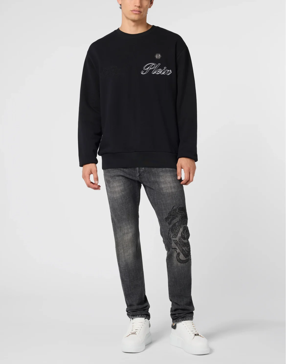Round Neck Sweatshirt Signature, цвет: Черный