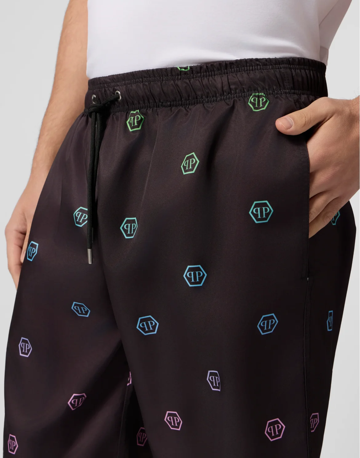 Nylon Shorts Degrade Monogram, цвет: Черный