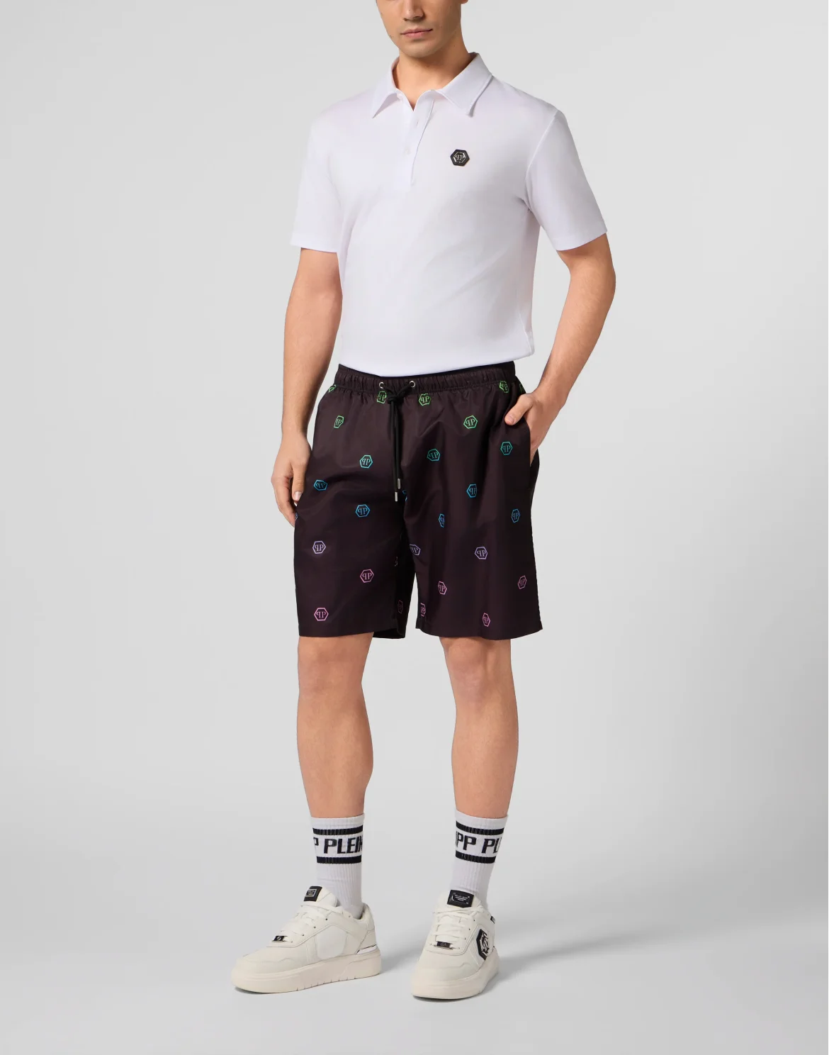Nylon Shorts Degrade Monogram, цвет: Черный