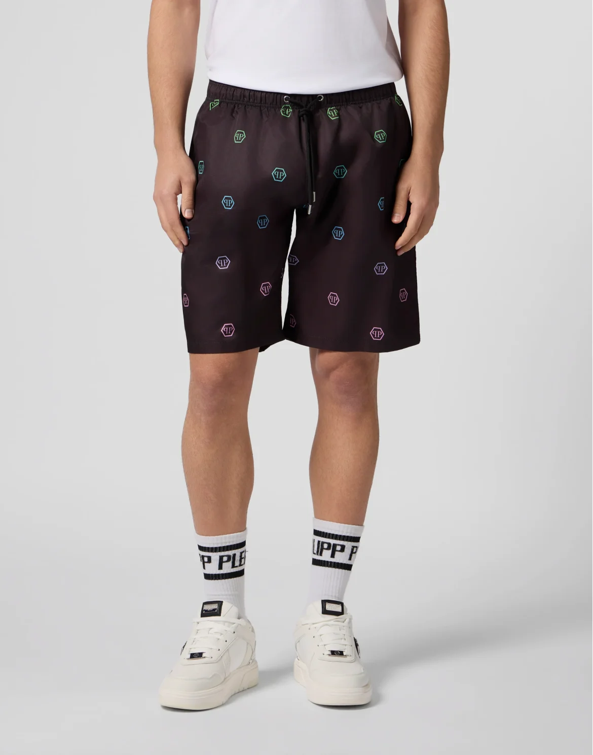 Nylon Shorts Degrade Monogram, цвет: Черный