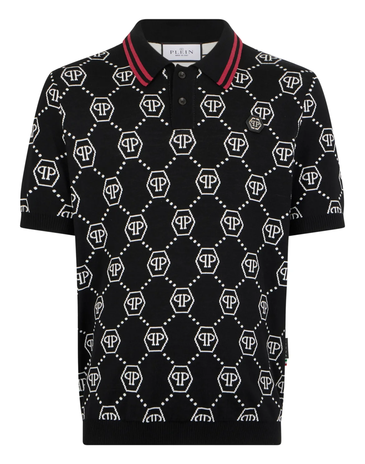 Merino Wool Polo T-Shirt Jacquard Monogram, цвет: Черный