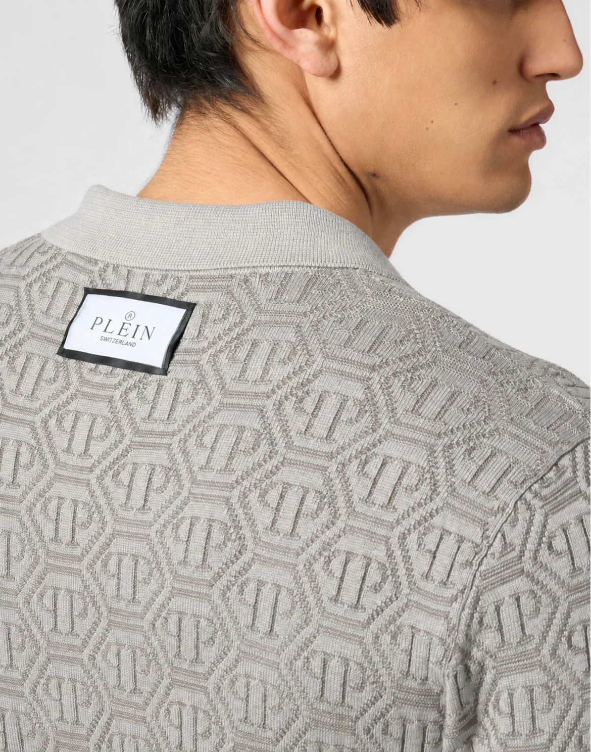 Buttoned-Up Polo Shirt Jacquard Monogram, цвет: Бежевый