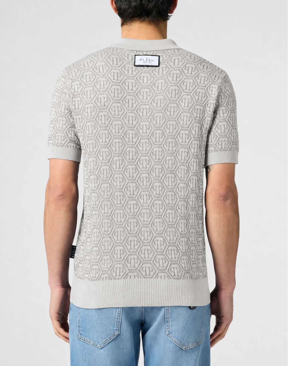 Buttoned-Up Polo Shirt Jacquard Monogram, цвет: Бежевый